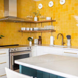 Custom Made Yellow Zellige Backsplash 4" x 4" (Perf Sqft)