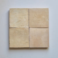 Linen Beige Zellige Square 4x4 handmade Moroccan tiles, four tiles laid flat