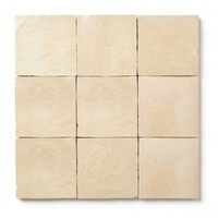 Linen Beige Zellige Square 4x4 handmade Moroccan tiles, nine tiles in a 3x3 grid on a white background