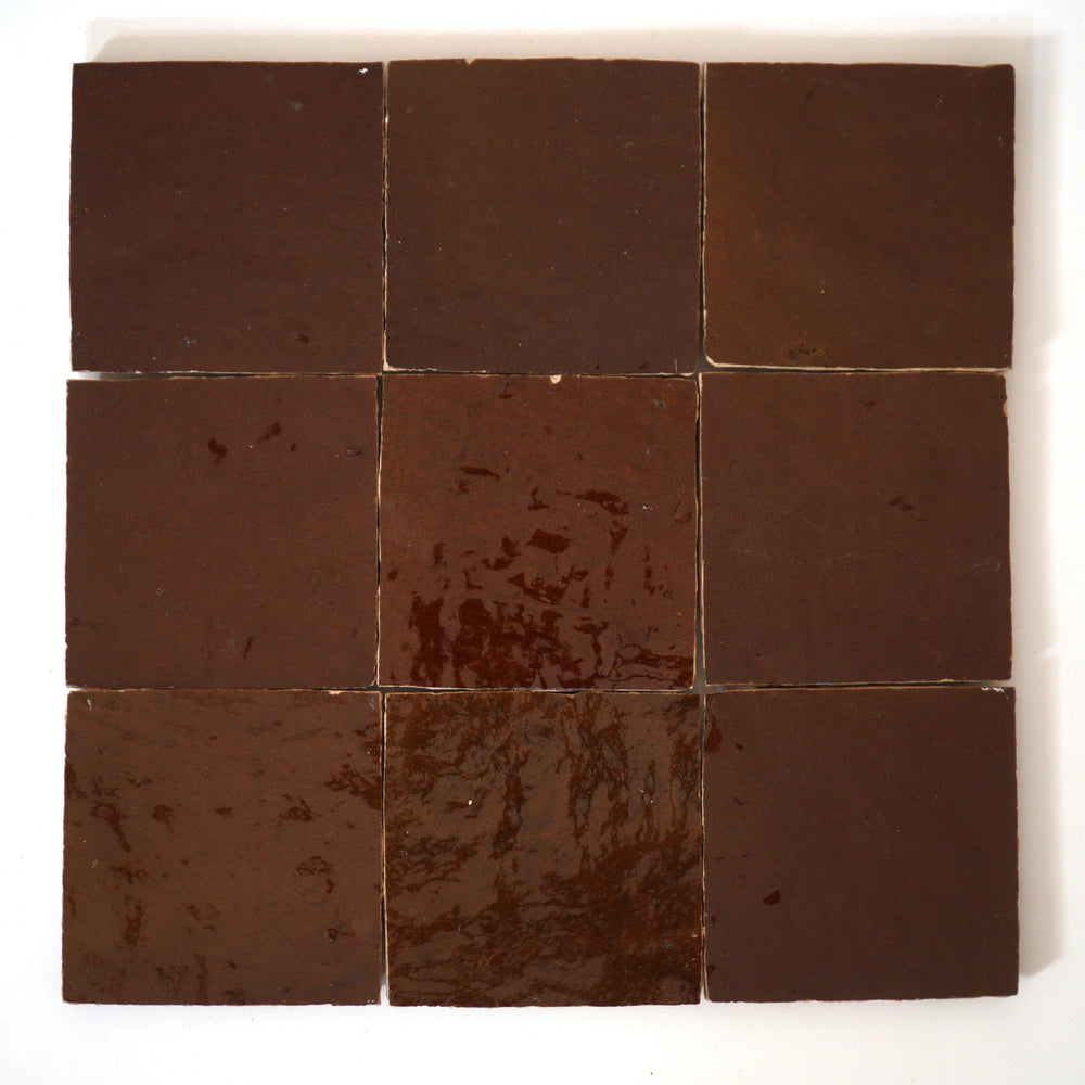 Cacao Brown Zellige tile Square 4x4