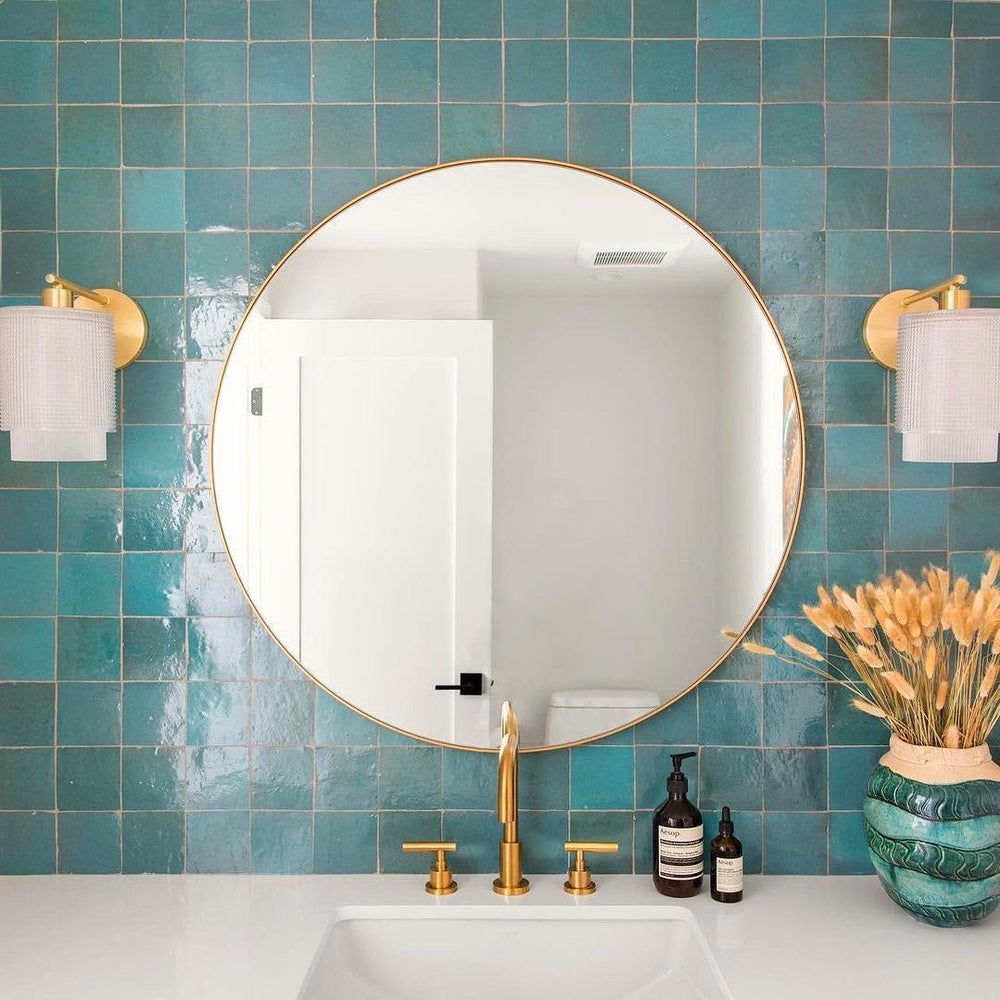 Custom Made Teal Blue Zellige Backsplash 4" x 4" (Per Sqft)