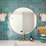 Custom Made Teal Blue Zellige Backsplash 4" x 4" (Per Sqft)