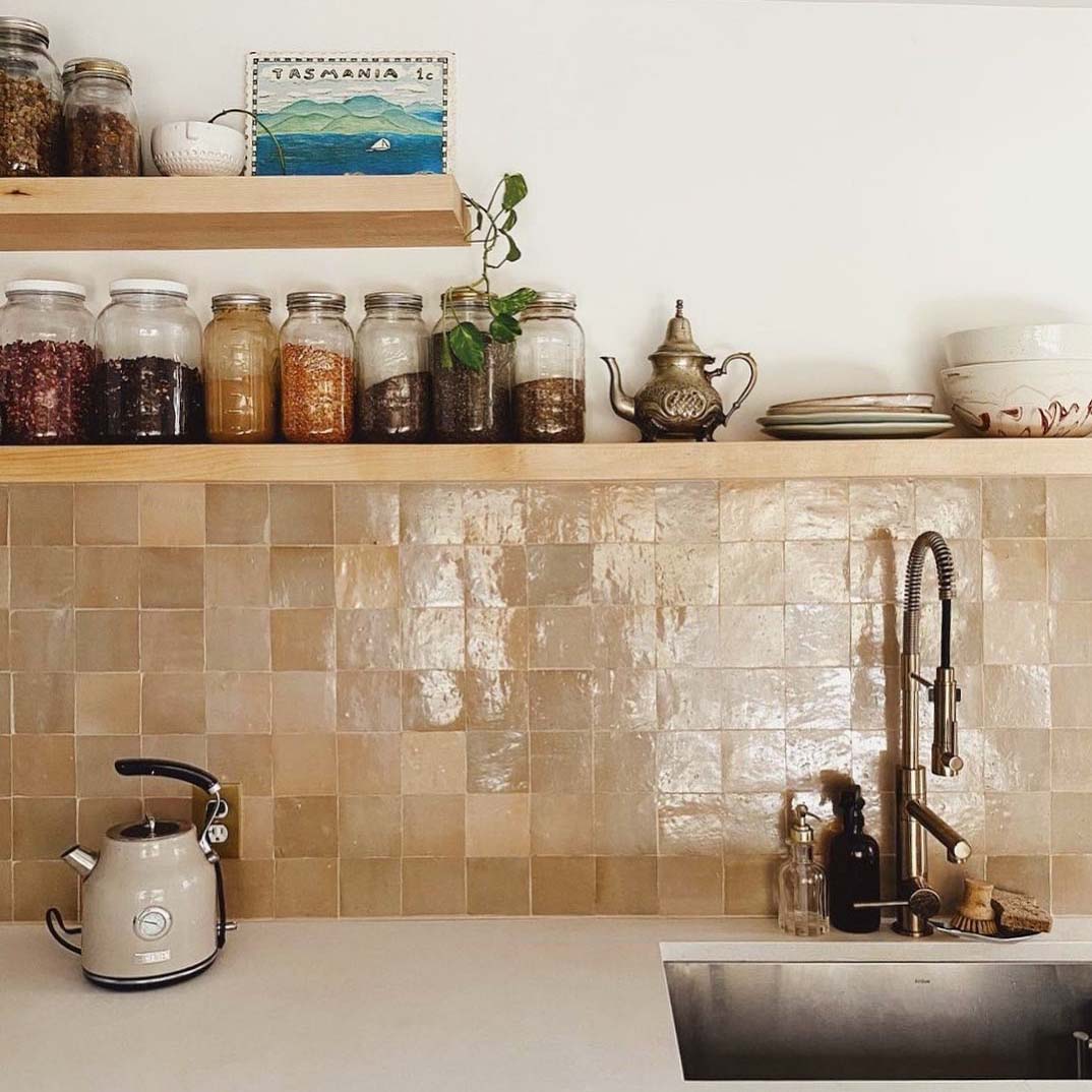 Custom Made Beige Zellige Backsplash 4" x 4"