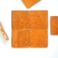 Burnt Orange Tile Zellige Square 4x4 - Handtile