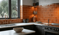 Burnt Orange Tile Zellige Square 4x4 - Handtile