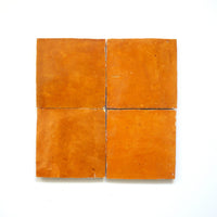 Burnt Orange Tile Zellige Square 4x4 - Handtile