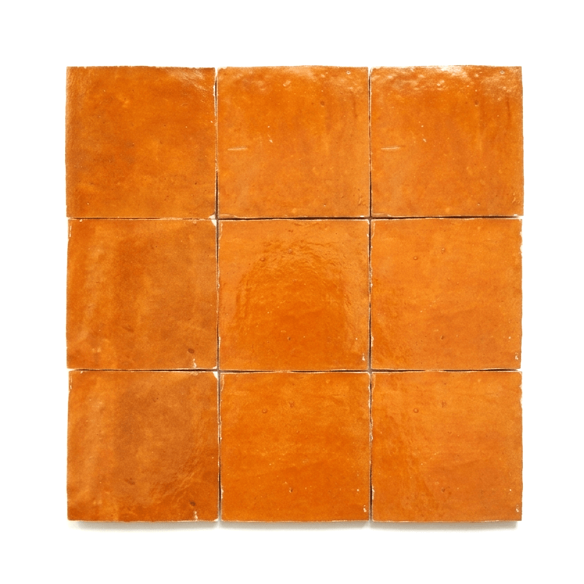 Burnt Orange Tile Zellige Square 4x4 - Handtile