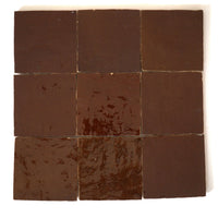 Cacao Brown Zellige tile Square 4x4 - Handtile