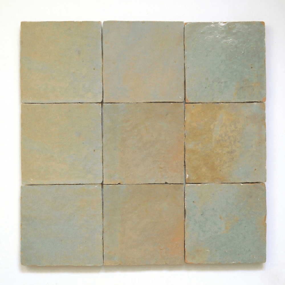 Celadon Mint Zellige Square Tile – 4x4 (Per Sqft) - Handtile
