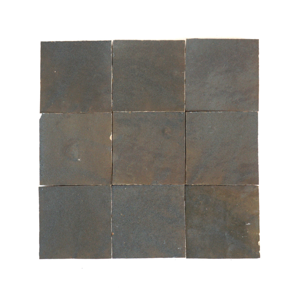 Custom Made Earthy Gray Square Zellige Tile 4x4 - Handtile