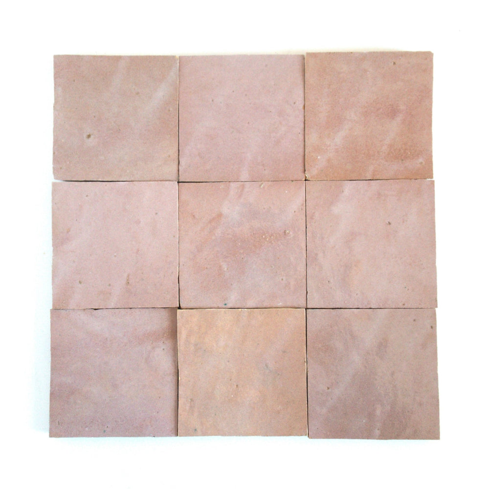 Dusty Rose Blush Zellige tile 4x4 - Handtile