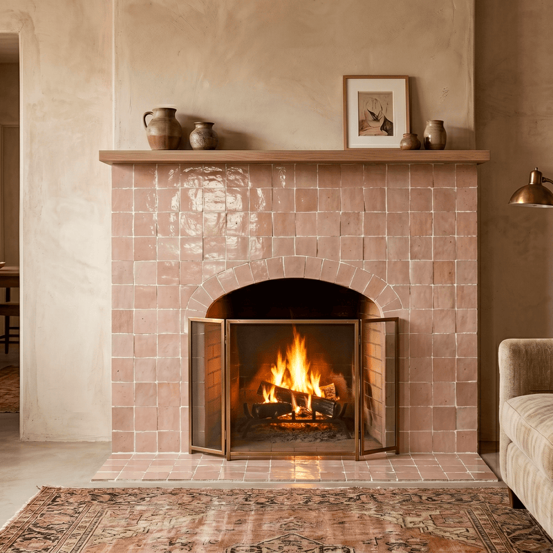 Dusty Rose Blush Zellige tile 4x4 - Handtile