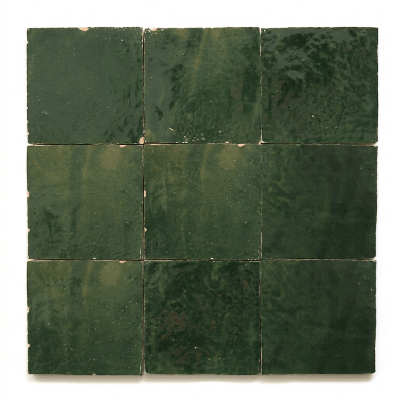 Forest Green Zellige Tile Squares 4x4 - Handtile