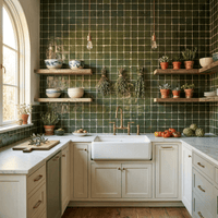 Forest Green Zellige Tile Squares 4x4 - Handtile