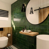 Handcrafted Tile Zellige 4x4 Wall Tiles - Direct from Fes - Emerald Green ( Per SQFT) - Custo&Co
