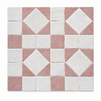 Dusty Rose Diamond Zellige Mosaic Sheet, full 12x12 sheet on white background