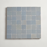 Classic Square Zellige Mosaic Tile, Slate Grey, full 12x12in sheet on a light grey background