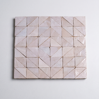 Pinwheel Triangle Zellige Mosaic Tile, Blush & Ivory, full 12x12in sheet on a light grey background