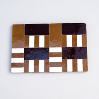 Stripe Block Zellige Mosaic Tile, Honey, Chocolate & White, full 12x12in sheet on a light grey background