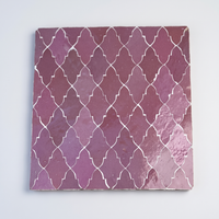 Arabesque Lantern Zellige Mosaic Tile, Rose Mauve, full 12x12in sheet on a light grey background
