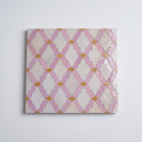 Moroccan Lattice Zellige Mosaic Tile, Lilac, Cream & Honey, full 12x12in sheet on a light grey background