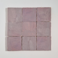 Lilac Mauve Zellige Square 4x4 handmade Moroccan tiles in a 3x3 grid