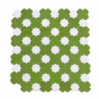 Star and Cross Zellige Mosaic Tile, Lime Green & White
