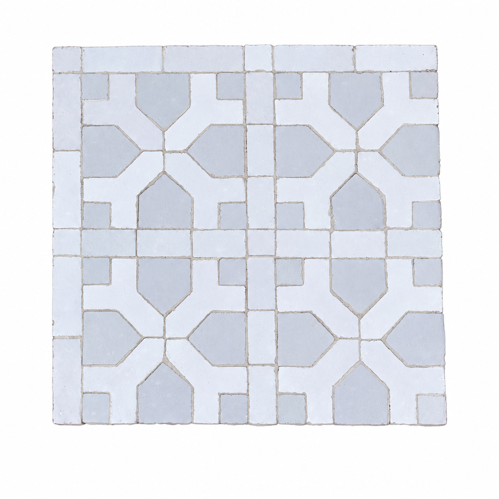 Interlocking Cross Zellige Mosaic Tile, White