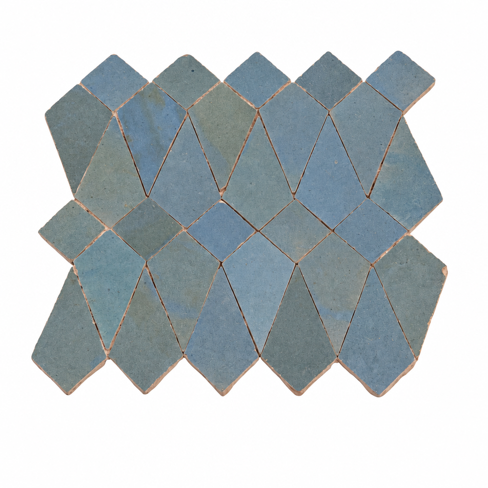 Hexagon Picket Zellige Mosaic Tile, Slate Blue
