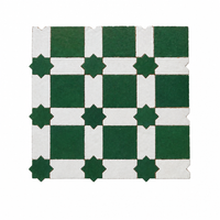 Star Checkerboard Zellige Mosaic Tile, Emerald & White