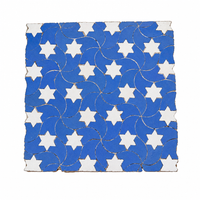 Star Swirl Zellige Mosaic Tile, Cornflower Blue & White