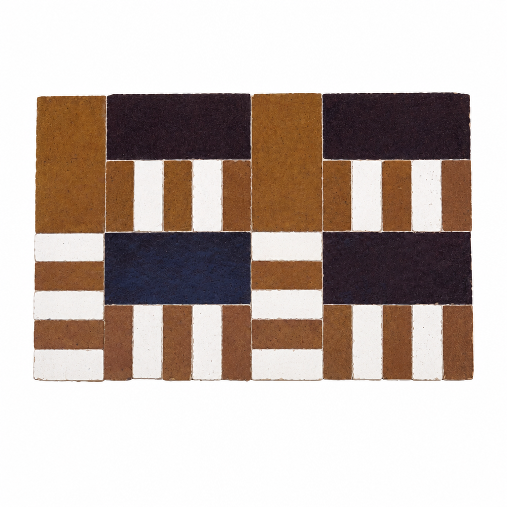Stripe Block Zellige Mosaic Tile, Honey, Chocolate & White