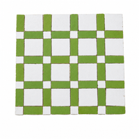 Windowpane Check Zellige Mosaic Tile, Lime Green & White
