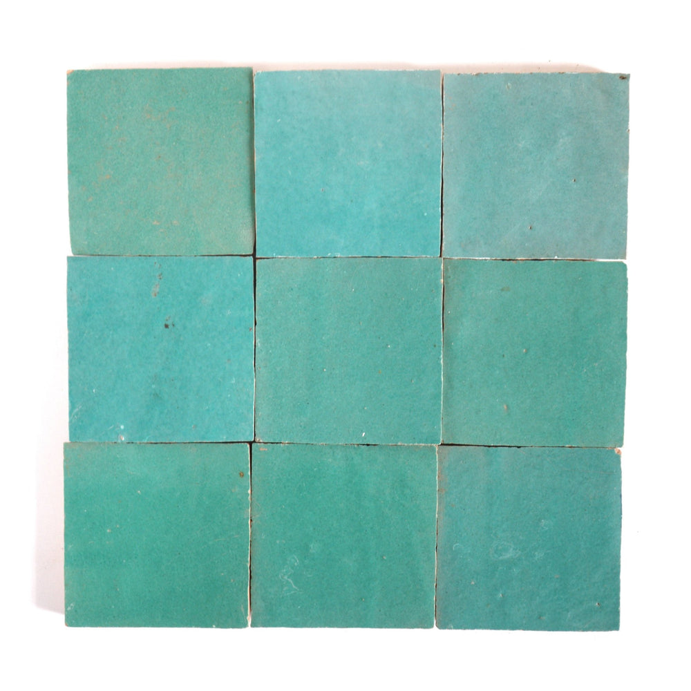 Menthe Teal Green Zellige Tile Squares 4x4 - Handtile