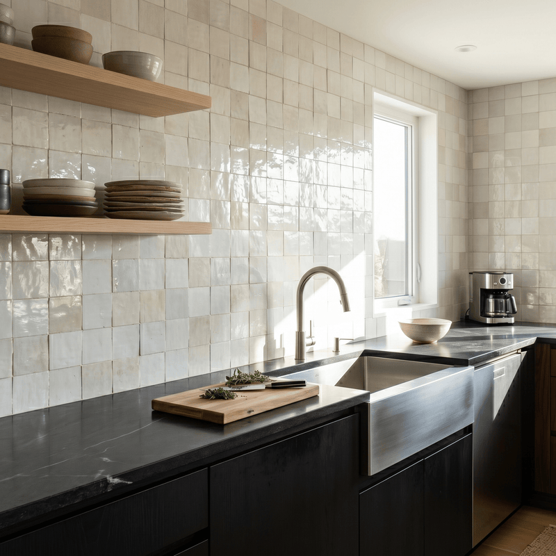 Off - White Zellige Tile Squares 4x4 - Handtile