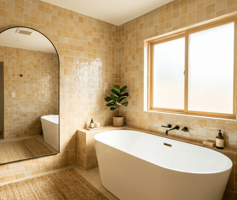 Sable Beige Zellige Tile Squares 4x4 - Handtile