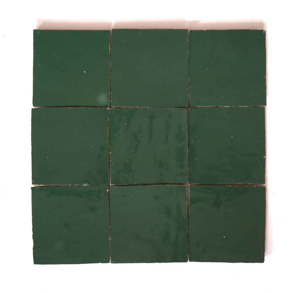 Sapin Green Zellige Tile Squares 4x4 - Handtile