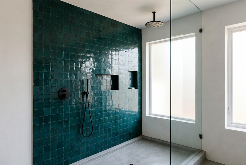 Teal Zellige Bathroom Shower - Handtile